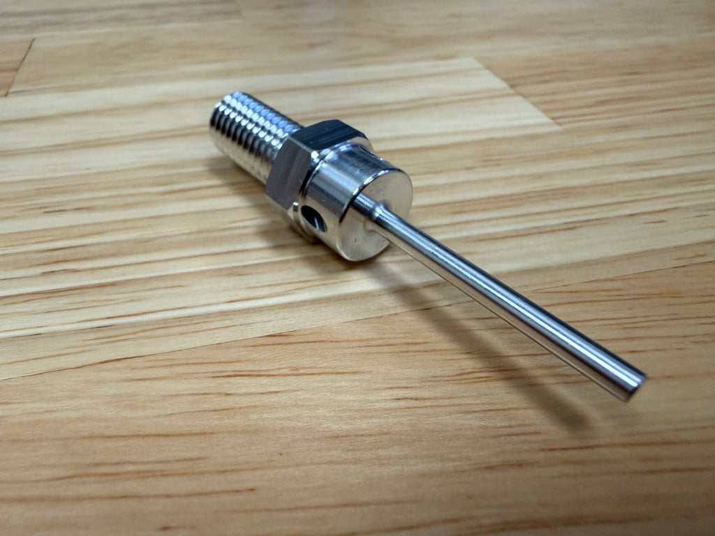 Sub-Spindle Ejector Pin - Thru-Coolant Design - ø1/8" body - M10 x 1.5 thread