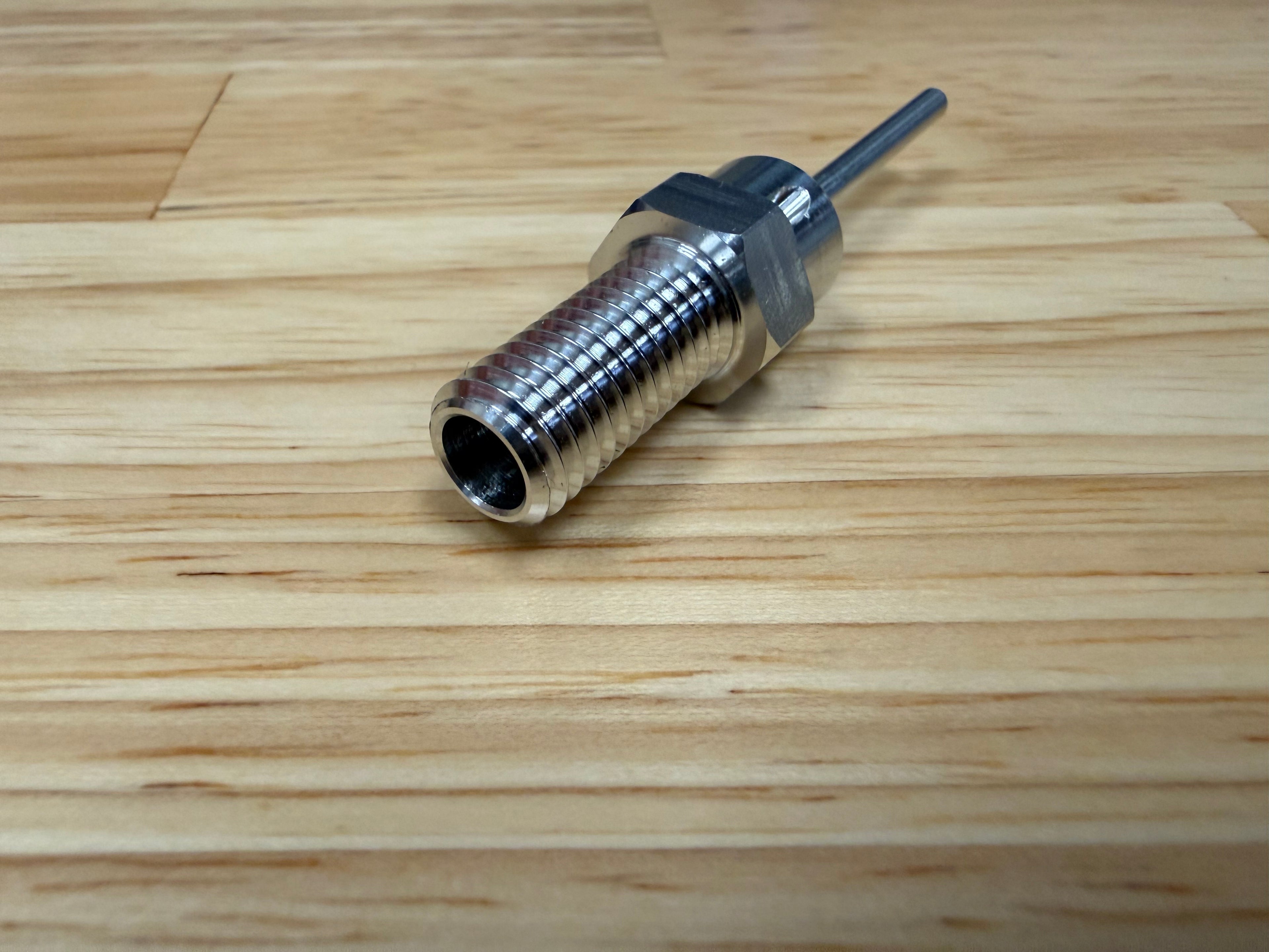 Sub-Spindle Ejector Pin - Thru-Coolant Design - ø1/8" body - M10 x 1.5 thread