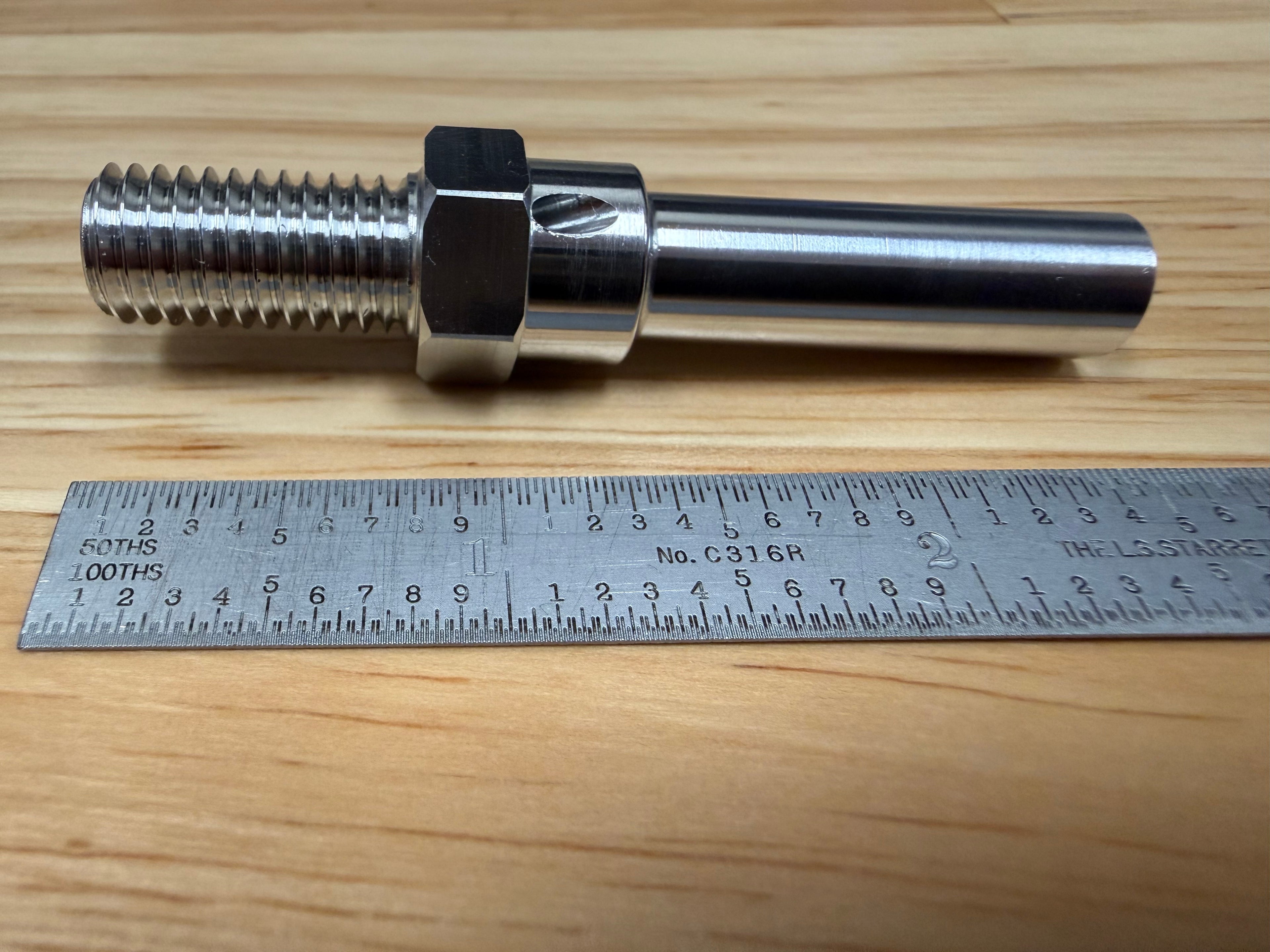 Sub-Spindle Ejector Pin - Thru-Coolant Design - ø3/8" body - M10 x 1.5 thread